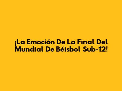 ¡La Emoción De La Final Del Mundial De Béisbol Sub-12!