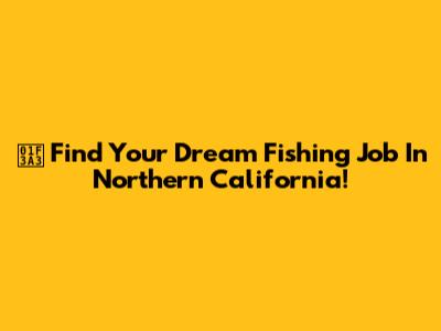 🎣 Find Your Dream Fishing Job In Northern California!