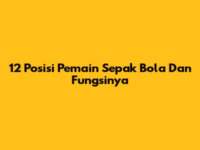12 Posisi Pemain Sepak Bola Dan Fungsinya