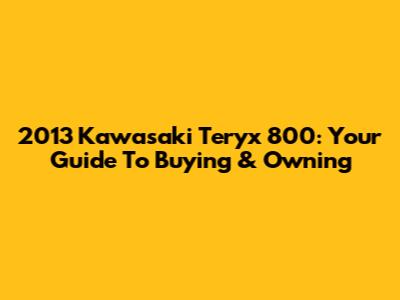 2013 Kawasaki Teryx 800: Your Guide To Buying & Owning