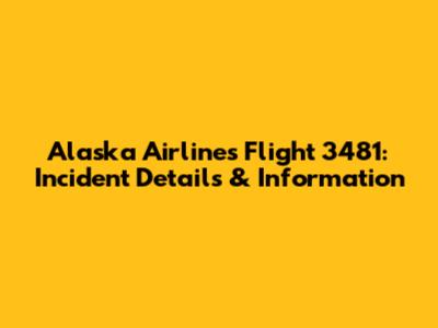 Alaska Airlines Flight 3481: Incident Details & Information