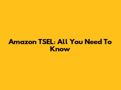 Amazon TSEL: All You Need To Know