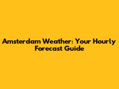 Amsterdam Weather: Your Hourly Forecast Guide