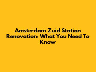 Amsterdam Zuid Station Renovation: What You Need To Know