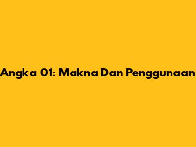 Angka 01: Makna Dan Penggunaan