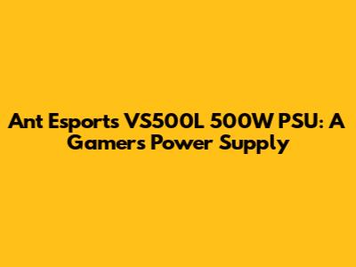 Ant Esports VS500L 500W PSU: A Gamer's Power Supply