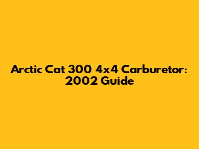 Arctic Cat 300 4x4 Carburetor: 2002 Guide
