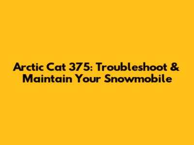 Arctic Cat 375: Troubleshoot & Maintain Your Snowmobile