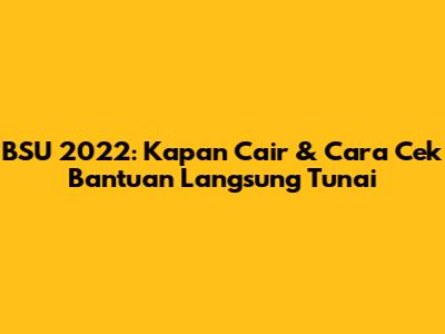 BSU 2022: Kapan Cair & Cara Cek Bantuan Langsung Tunai