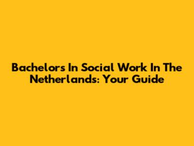 Bachelor's In Social Work In The Netherlands: Your Guide