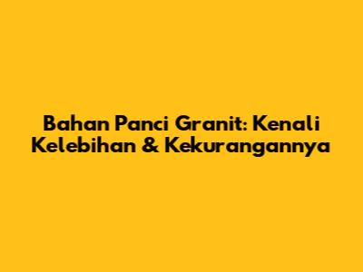 Bahan Panci Granit: Kenali Kelebihan & Kekurangannya