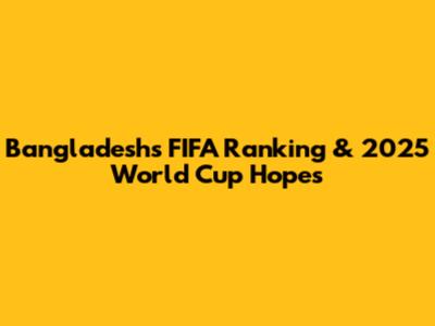 Bangladesh's FIFA Ranking & 2025 World Cup Hopes