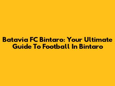 Batavia FC Bintaro: Your Ultimate Guide To Football In Bintaro