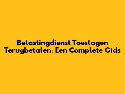 Belastingdienst Toeslagen Terugbetalen: Een Complete Gids