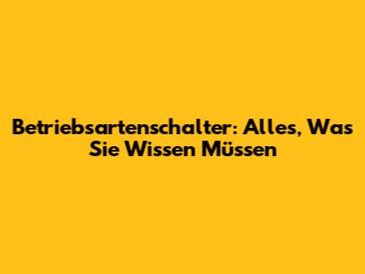 Betriebsartenschalter: Alles, Was Sie Wissen Müssen