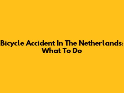 Bicycle Accident In The Netherlands: What To Do