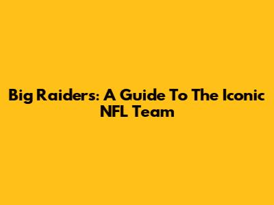 Big Raiders: A Guide To The Iconic NFL Team