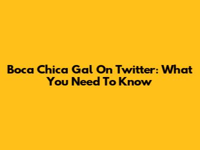 Boca Chica Gal On Twitter: What You Need To Know