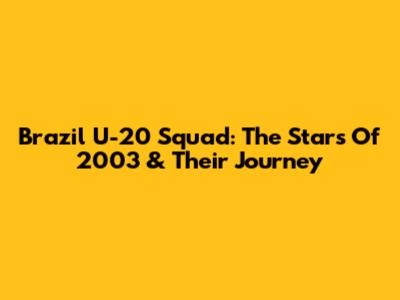 Brazil U-20 Squad: The Stars Of 2003 & Their Journey