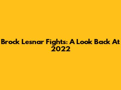 Brock Lesnar Fights: A Look Back At 2022