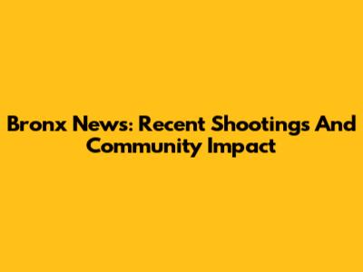 Bronx News: Recent Shootings And Community Impact