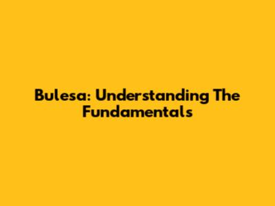 Bulesa: Understanding The Fundamentals