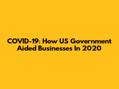 COVID-19: How US Government Aided Businesses In 2020