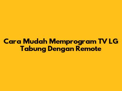 Cara Mudah Memprogram TV LG Tabung Dengan Remote