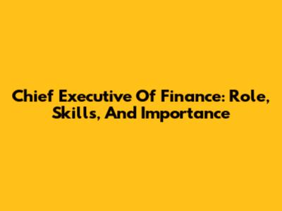 Chief Executive Of Finance: Role, Skills, And Importance