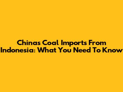 China's Coal Imports From Indonesia: What You Need To Know