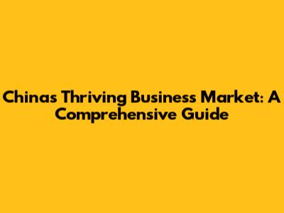 China's Thriving Business Market: A Comprehensive Guide