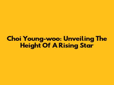 Choi Young-woo: Unveiling The Height Of A Rising Star