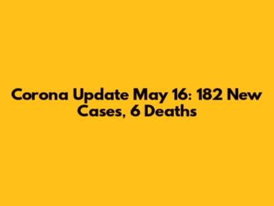 Corona Update May 16: 182 New Cases, 6 Deaths