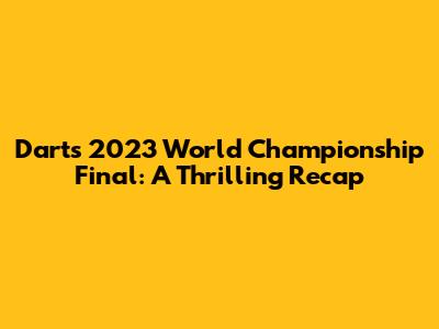 Darts 2023 World Championship Final: A Thrilling Recap