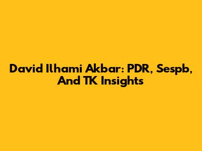 David Ilhami Akbar: PDR, Sespb, And TK Insights