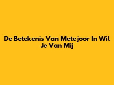 De Betekenis Van "Metejoor" In Wil Je Van Mij