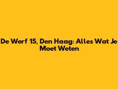 De Werf 15, Den Haag: Alles Wat Je Moet Weten