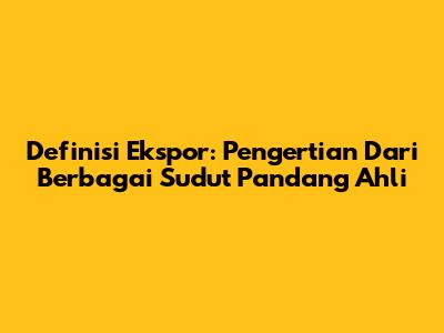Definisi Ekspor: Pengertian Dari Berbagai Sudut Pandang Ahli