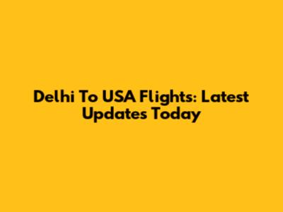 Delhi To USA Flights: Latest Updates Today