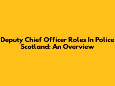 Deputy Chief Officer Roles In Police Scotland: An Overview
