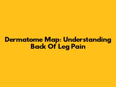 Dermatome Map: Understanding Back Of Leg Pain