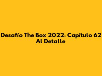Desafío The Box 2022: Capítulo 62 Al Detalle