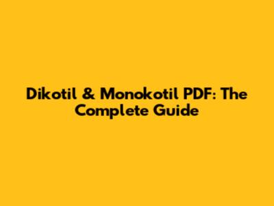 Dikotil & Monokotil PDF: The Complete Guide