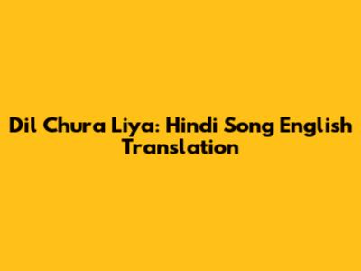Dil Chura Liya: Hindi Song English Translation