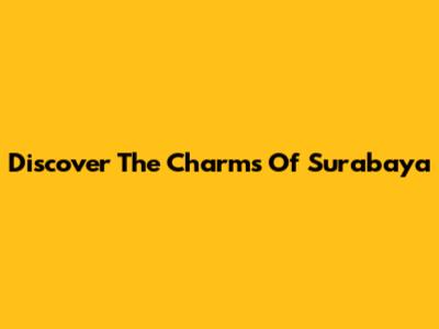 Discover The Charms Of Surabaya