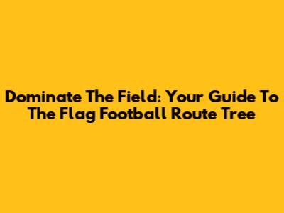 Dominate The Field: Your Guide To The Flag Football Route Tree