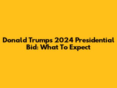 Donald Trump's 2024 Presidential Bid: What To Expect