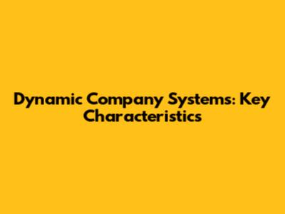 Dynamic Company Systems: Key Characteristics