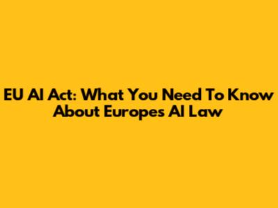 EU AI Act: What You Need To Know About Europe's AI Law