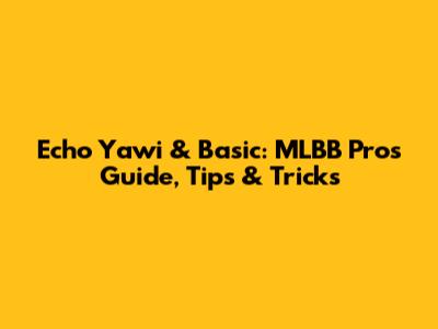 Echo Yawi & Basic: MLBB Pro's Guide, Tips & Tricks